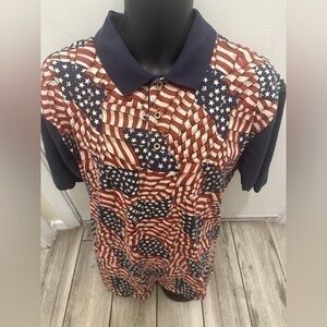 Men’s pre own as is Cody James size L large American flag polo cotton shirt